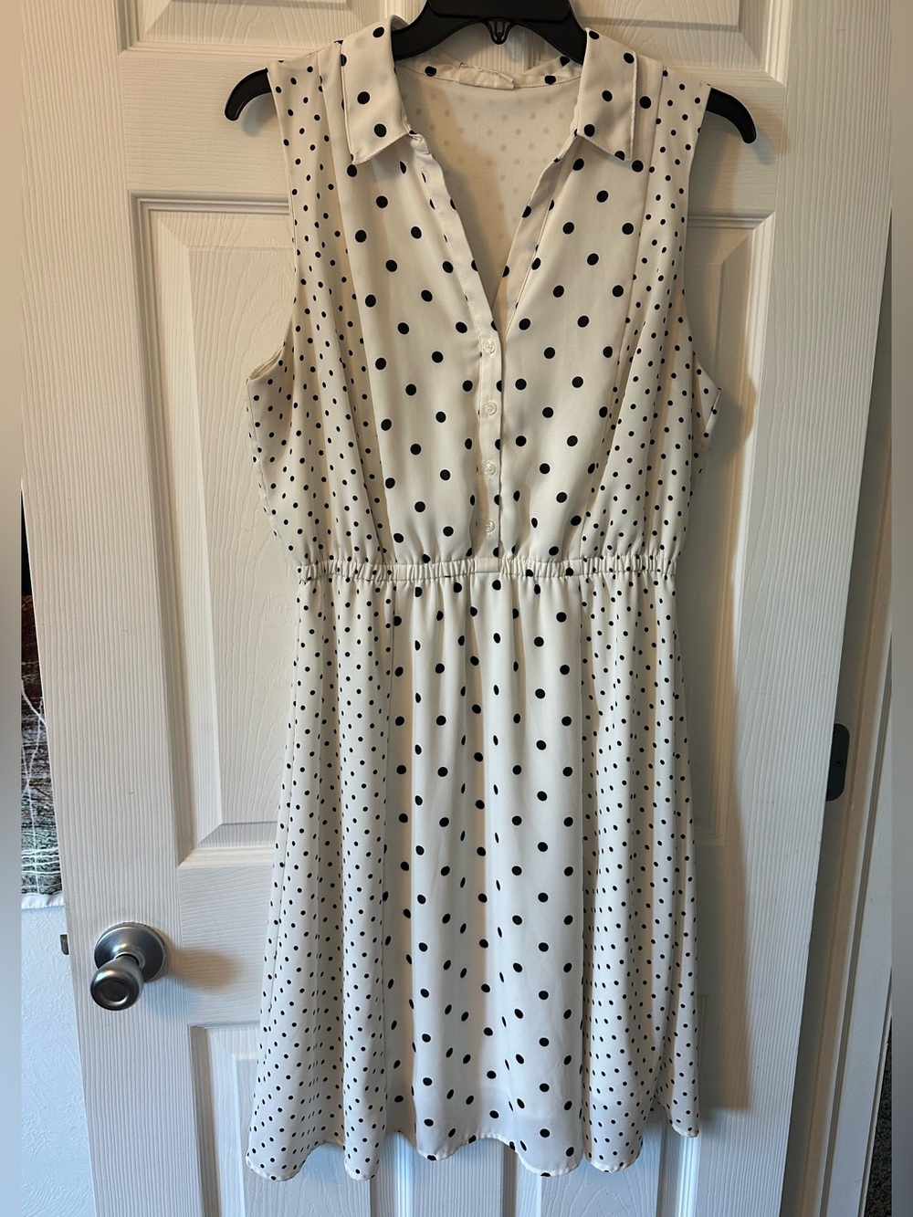 Maison Jules White Dress with Black Polka Dots